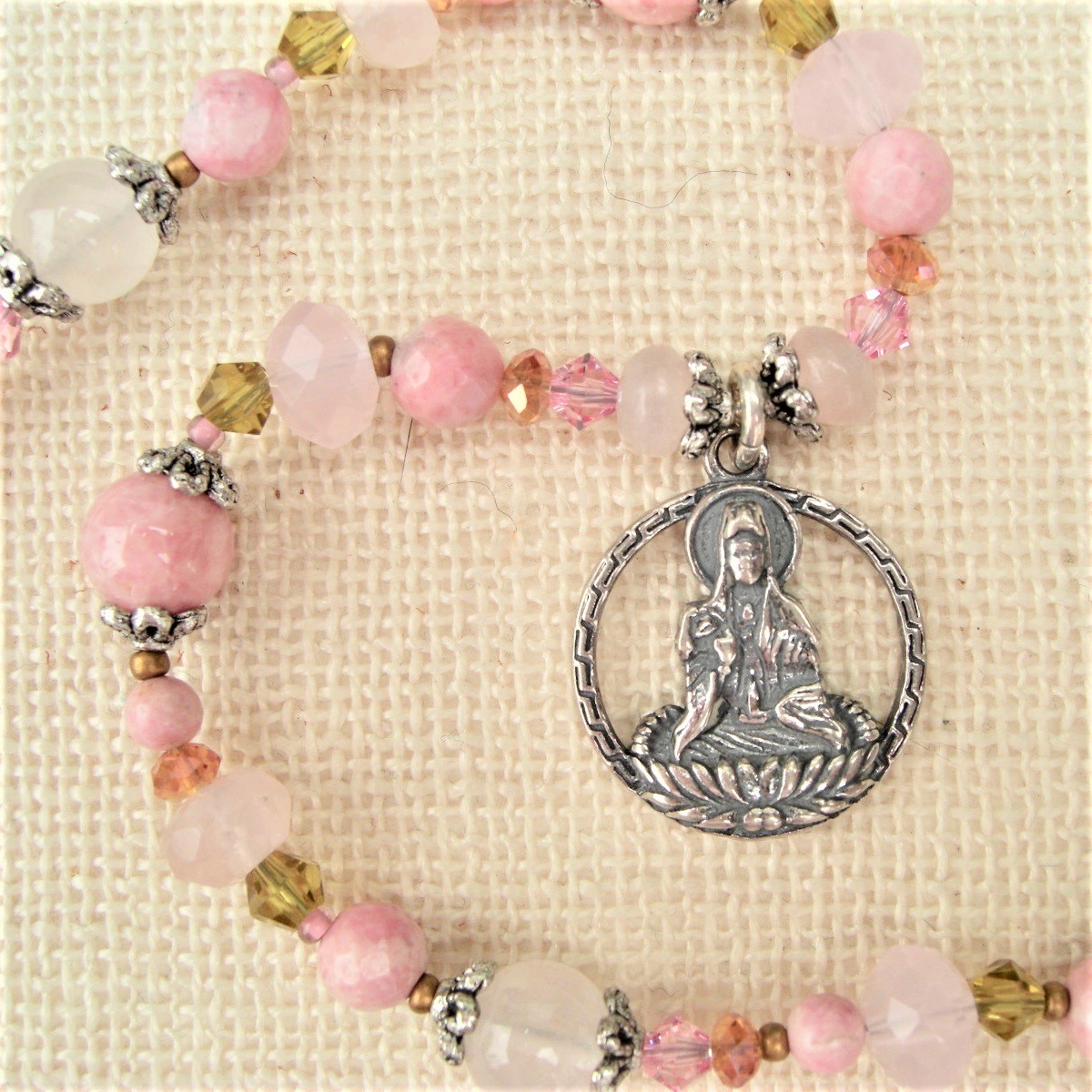 Compassion Necklace Goddess Necklace Crystal Healing Quan Yin Necklace Kuan Yin Necklace Goddess of Mercy Rose Quartz Necklace