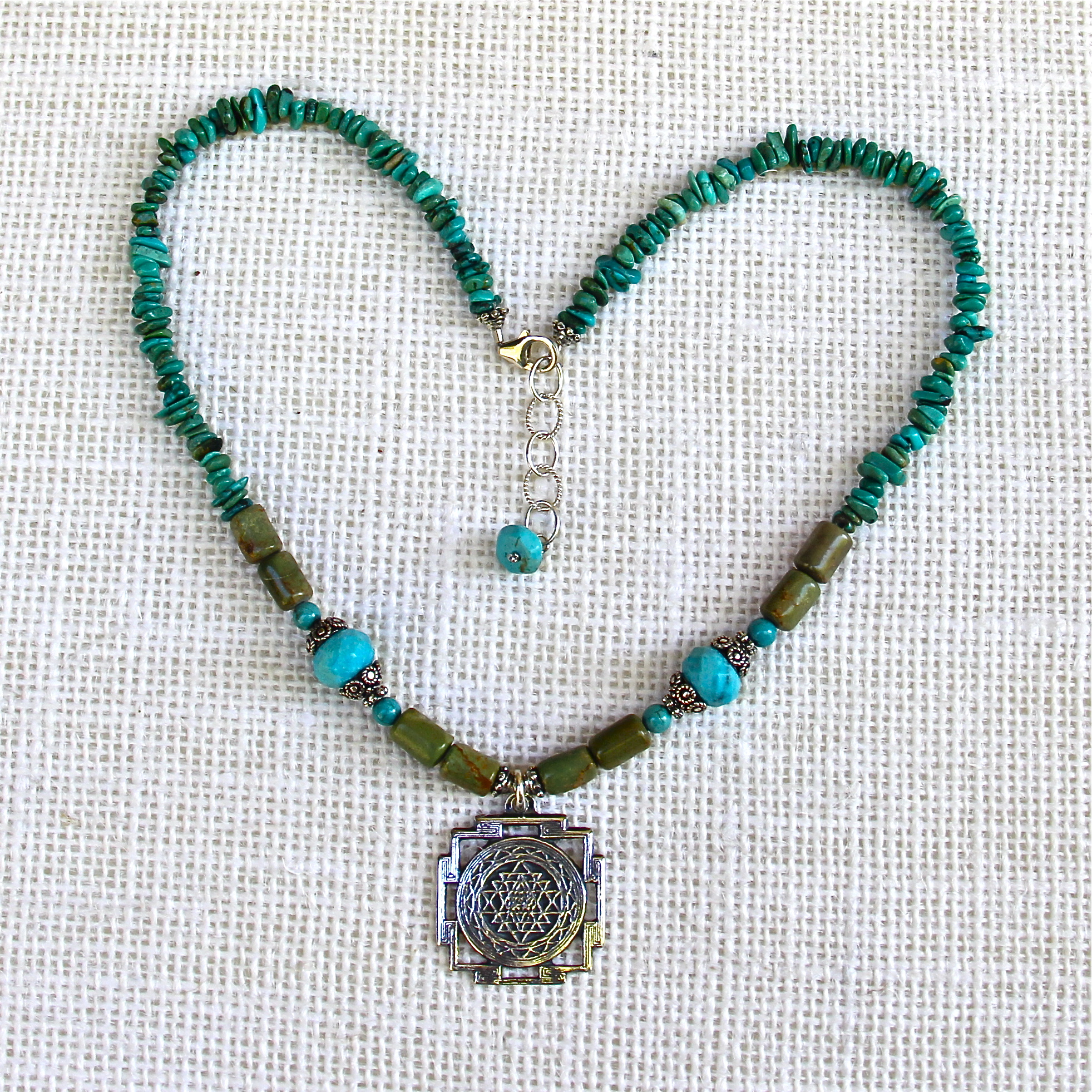 Turquoise Sri Yantra Necklace - Honoring the SacredHonoring the Sacred