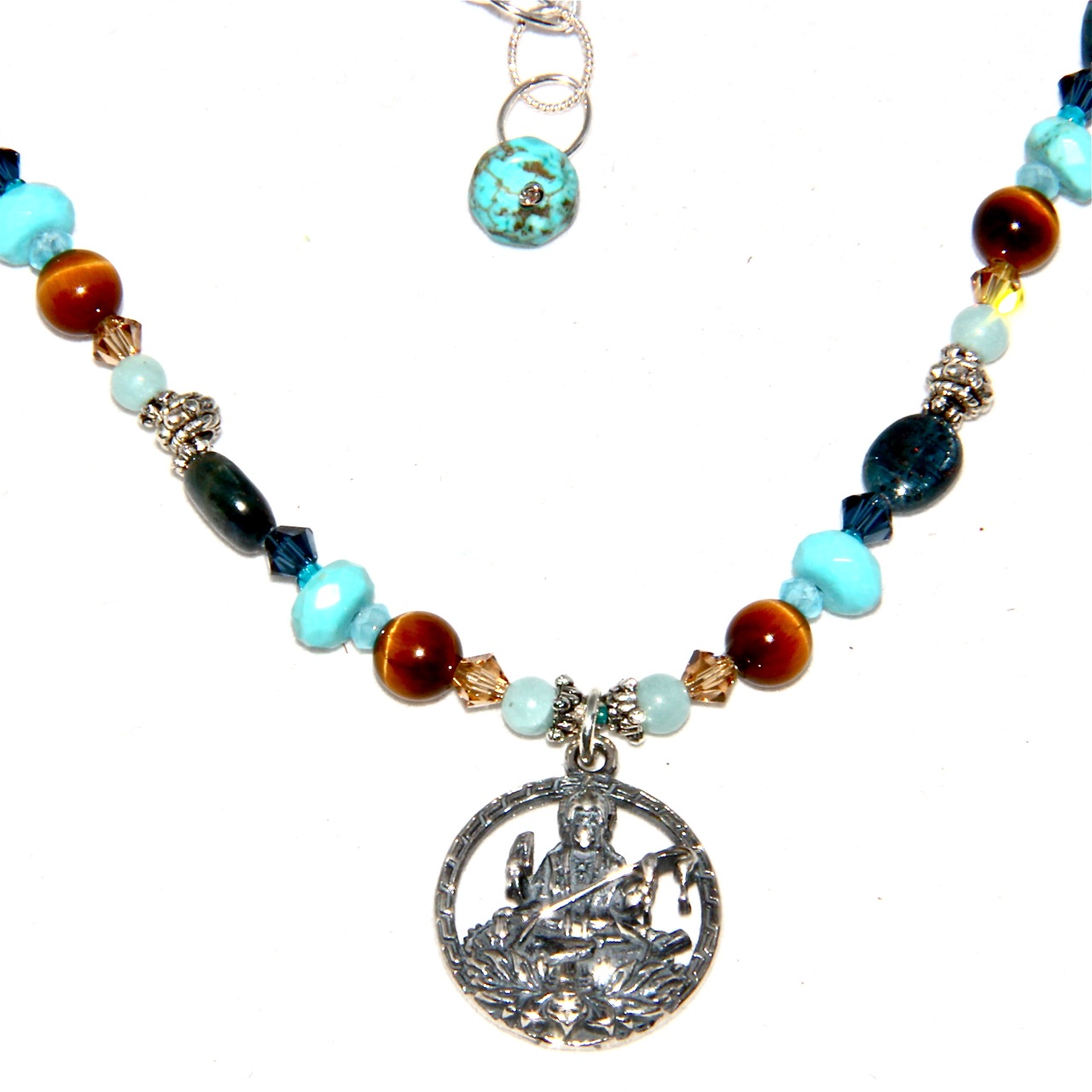 Saraswati Turquoise and Tiger Eye Necklace - Honoring the Sacred