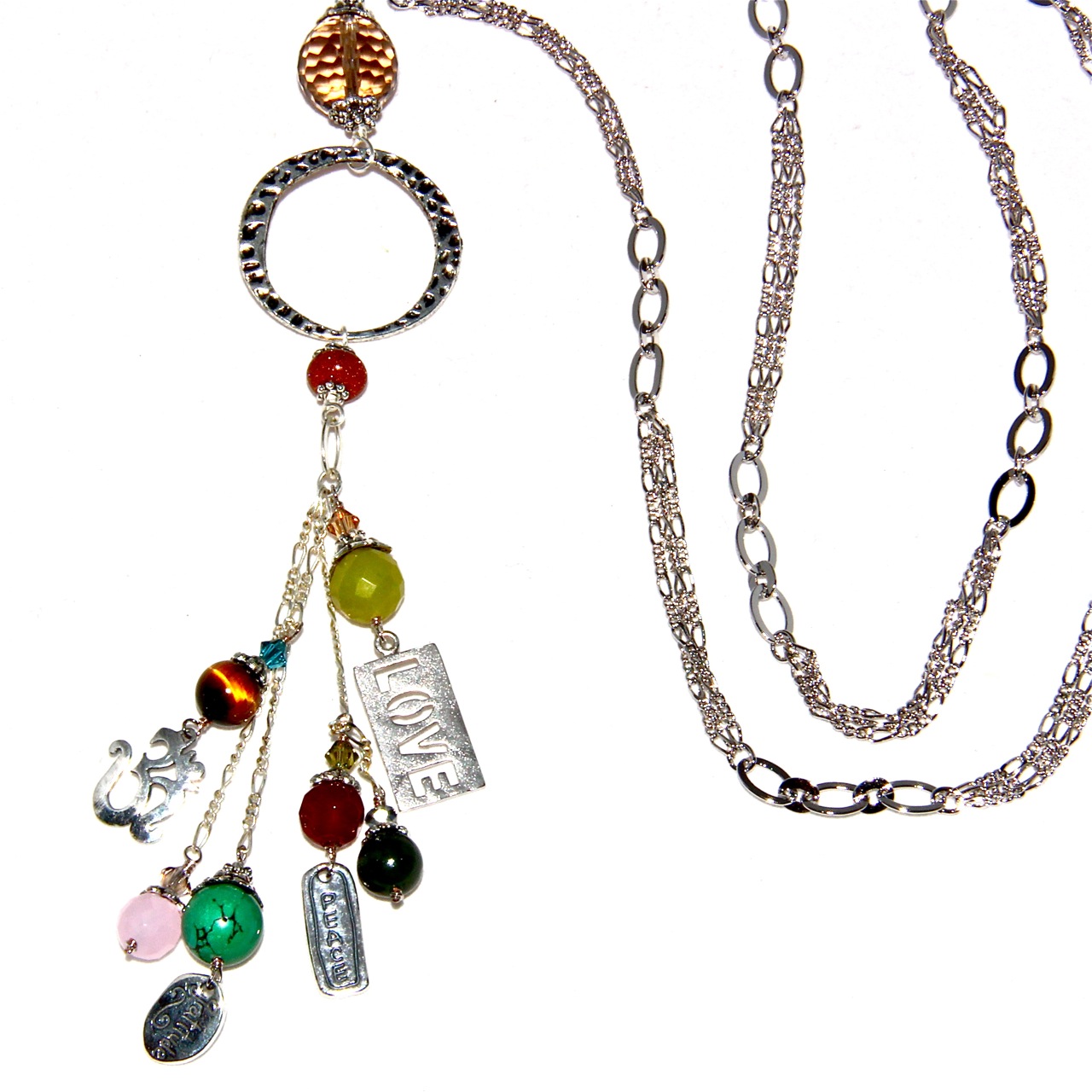 Silver Necklace and Multi-Charm Dangle - Honoring the Sacred