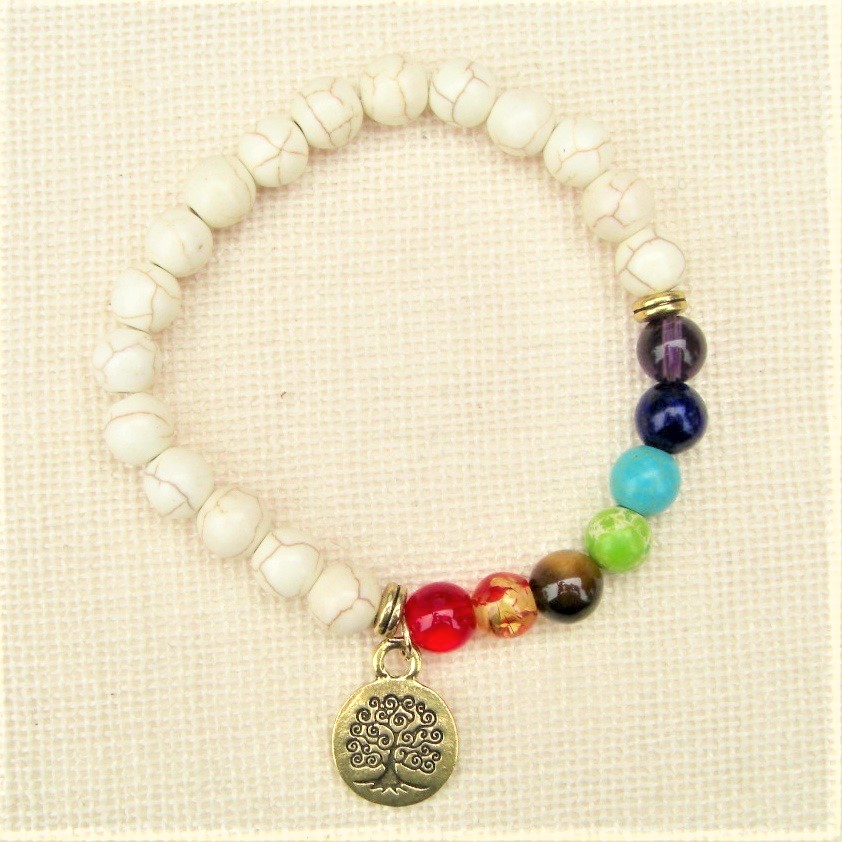 Tree of Life Bracelet with Howlite - Honoring the Sacred