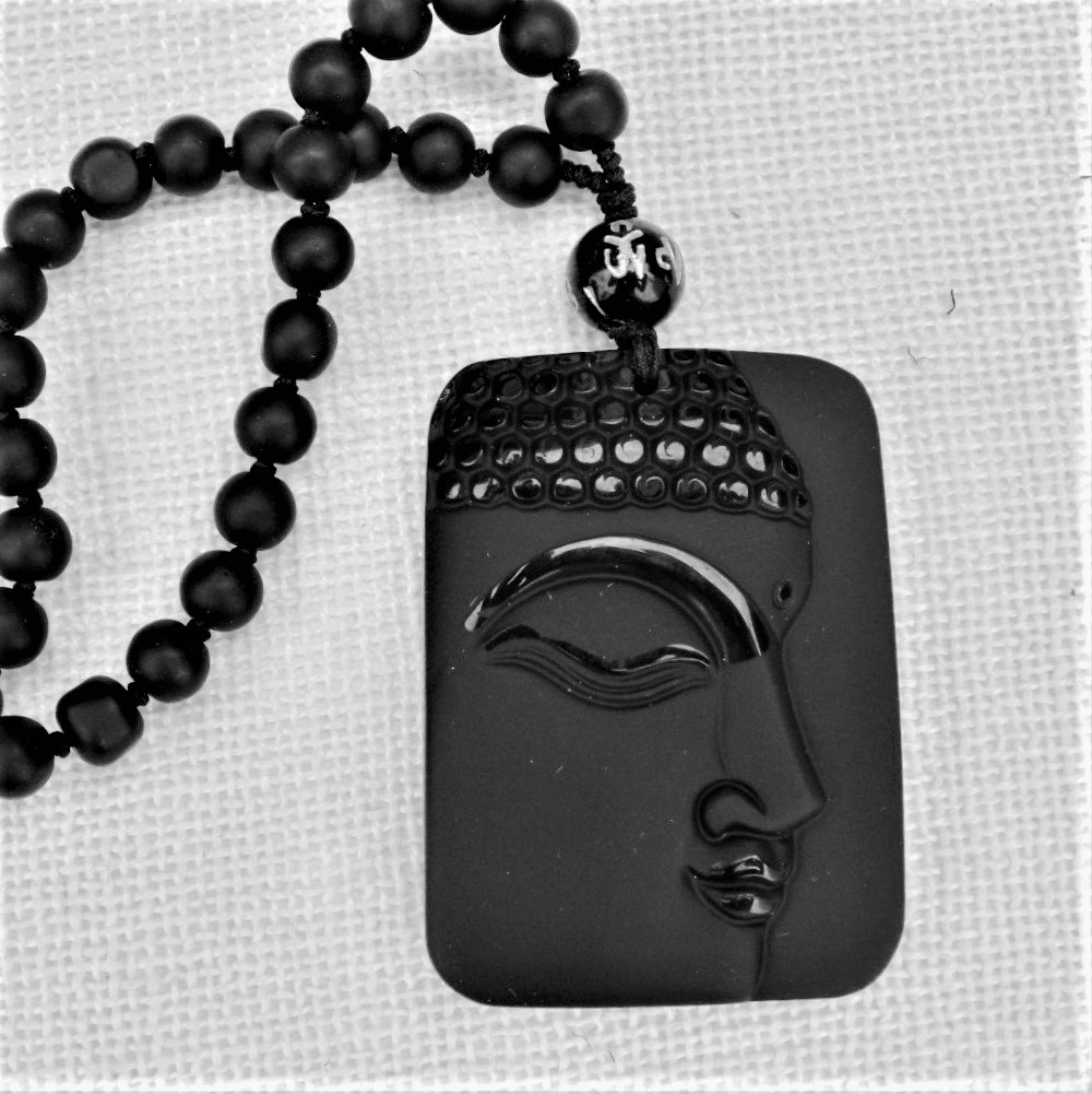 Black Onyx Knotted with Hand-Carved Buddha Pendant - Honoring the ...
