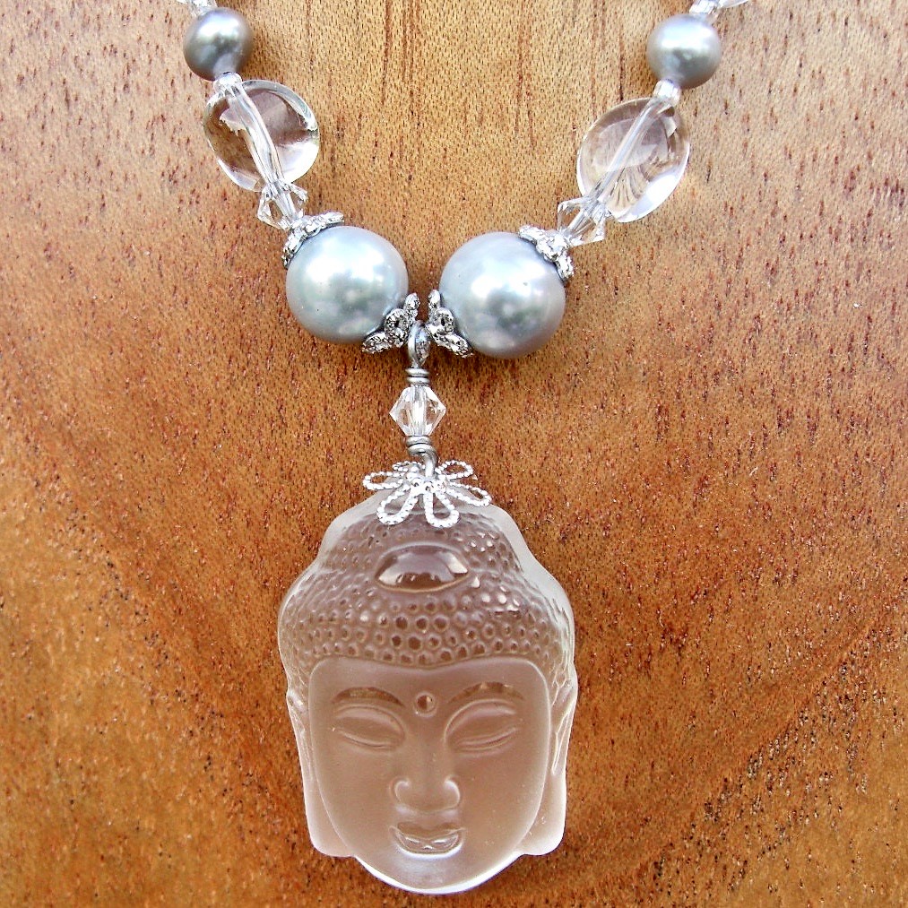 Quartz Crystal Buddha Head Necklace - Honoring the Sacred